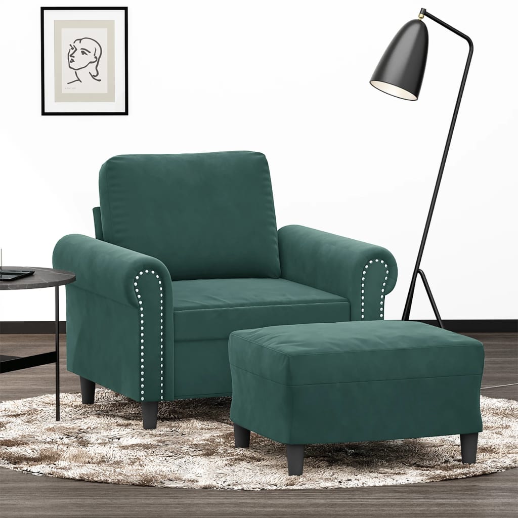 Sofastol Med Fodskammel 60 Cm Velour