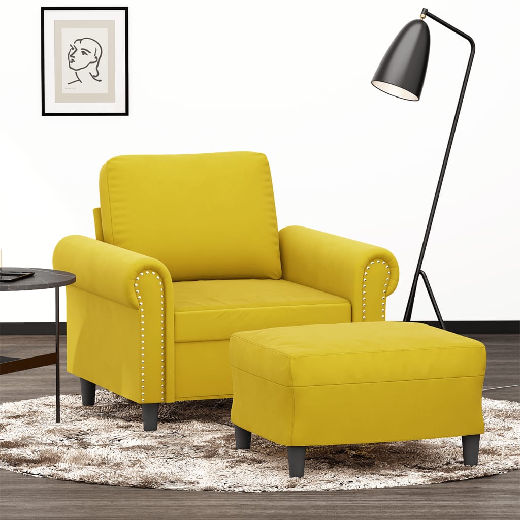 Sofastol Med Fodskammel 60 Cm Velour