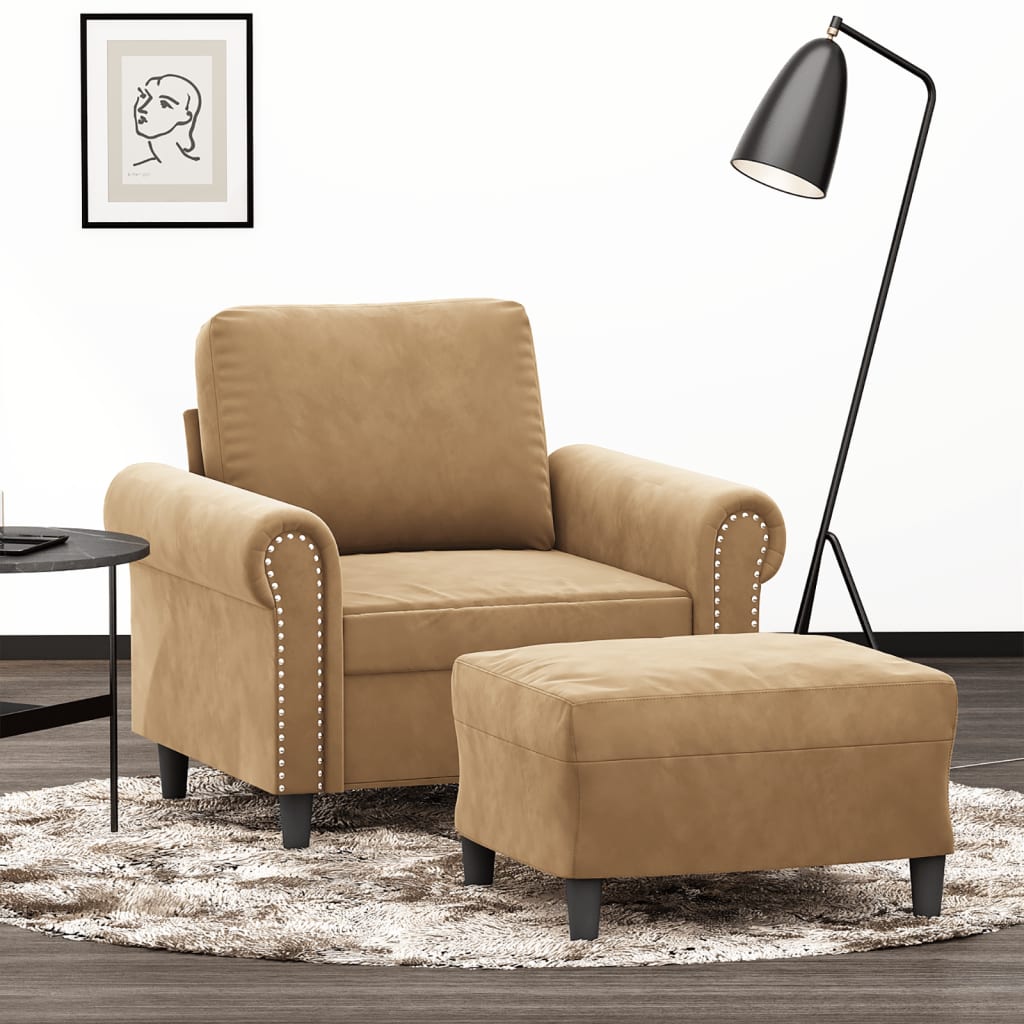 Sofastol Med Fodskammel 60 Cm Velour