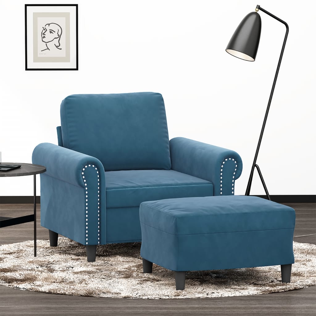 Sofastol Med Fodskammel 60 Cm Velour