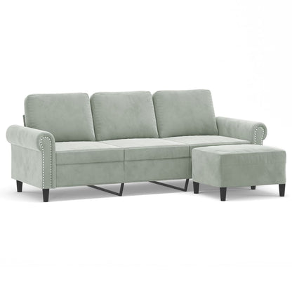 3-Personers Sofa Med Fodskammel 180 Cm Velour