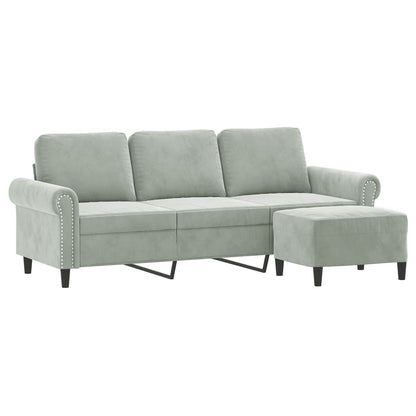 3-Personers Sofa Med Fodskammel 180 Cm Velour