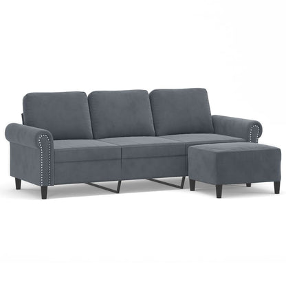 3-Personers Sofa Med Fodskammel 180 Cm Velour