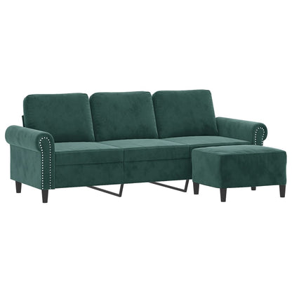 3-Personers Sofa Med Fodskammel 180 Cm Velour