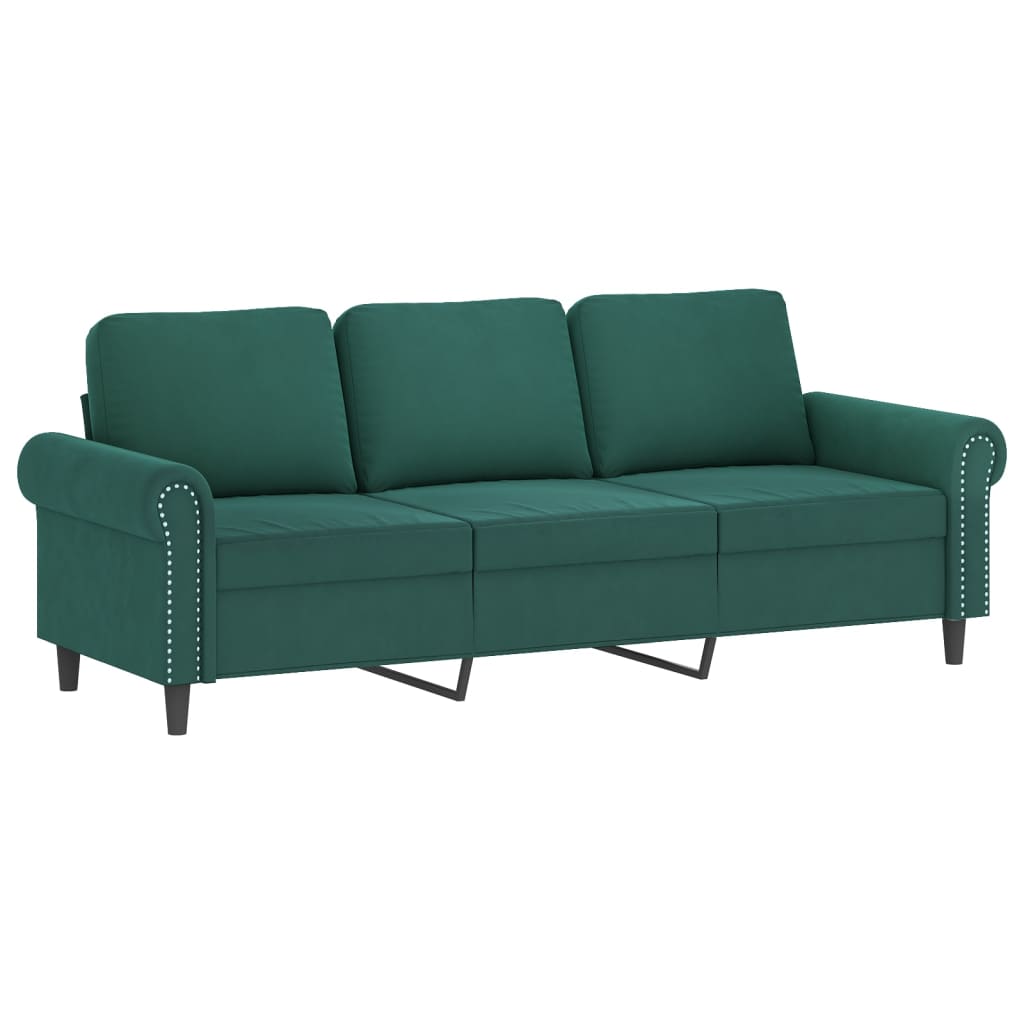 3-Personers Sofa Med Fodskammel 180 Cm Velour