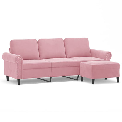 3-Personers Sofa Med Fodskammel 180 Cm Velour