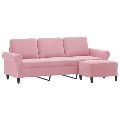 3-Personers Sofa Med Fodskammel 180 Cm Velour