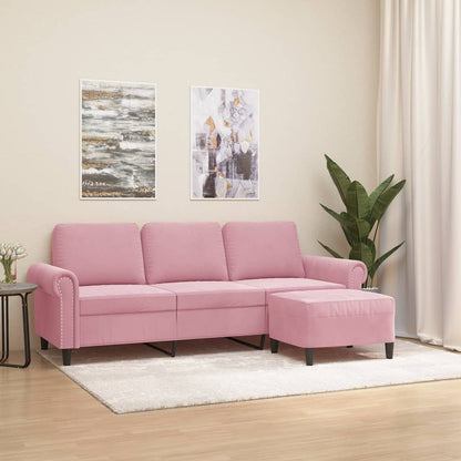 3-Personers Sofa Med Fodskammel 180 Cm Velour