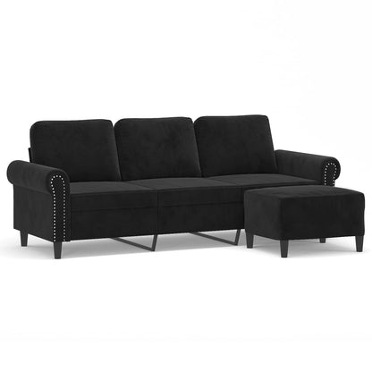 3-Personers Sofa Med Fodskammel 180 Cm Velour