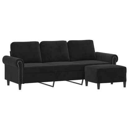 3-Personers Sofa Med Fodskammel 180 Cm Velour