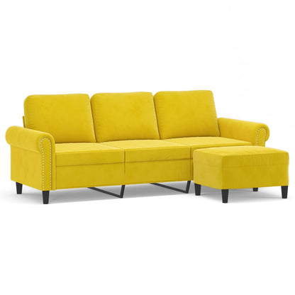 3-Personers Sofa Med Fodskammel 180 Cm Velour