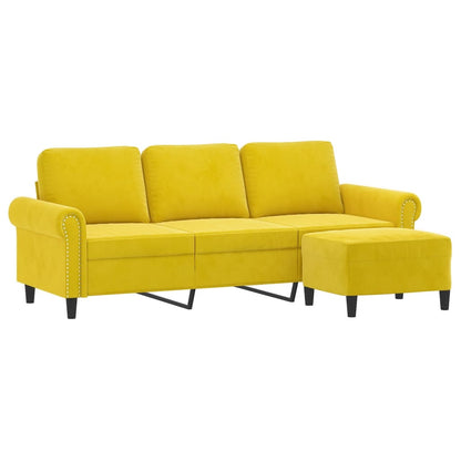 3-Personers Sofa Med Fodskammel 180 Cm Velour