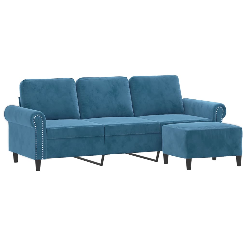 3-Personers Sofa Med Fodskammel 180 Cm Velour