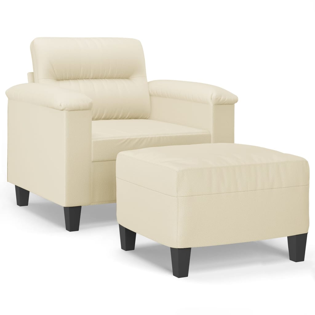 Sofastol Med Fodskammel 60 Cm Kunstlæder