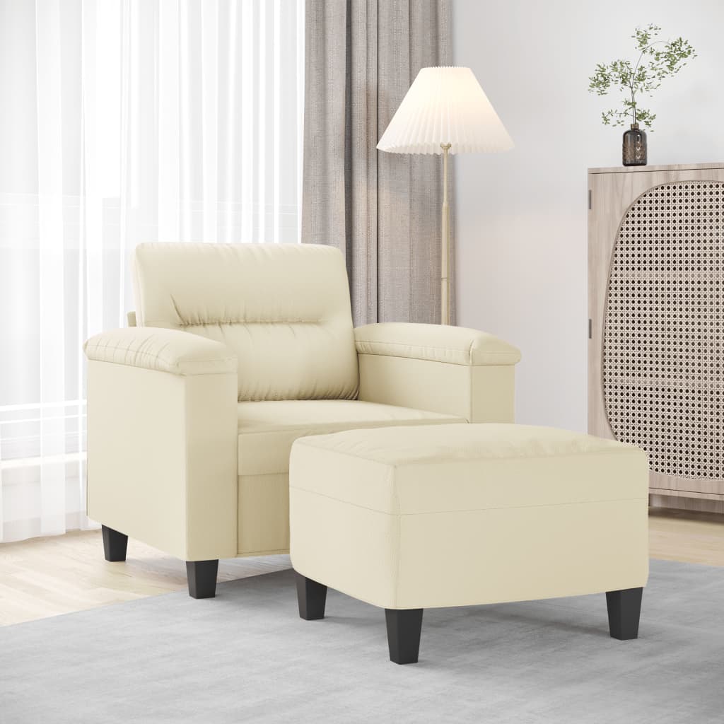Sofastol Med Fodskammel 60 Cm Kunstlæder