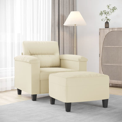 Sofastol Med Fodskammel 60 Cm Kunstlæder