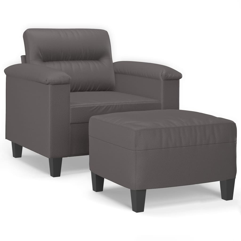 Sofastol Med Fodskammel 60 Cm Kunstlæder