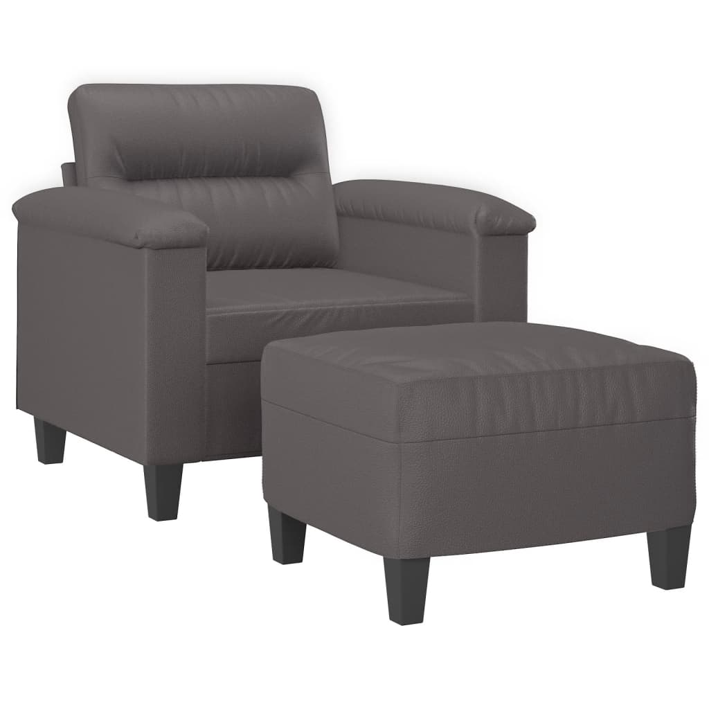 Sofastol Med Fodskammel 60 Cm Kunstlæder