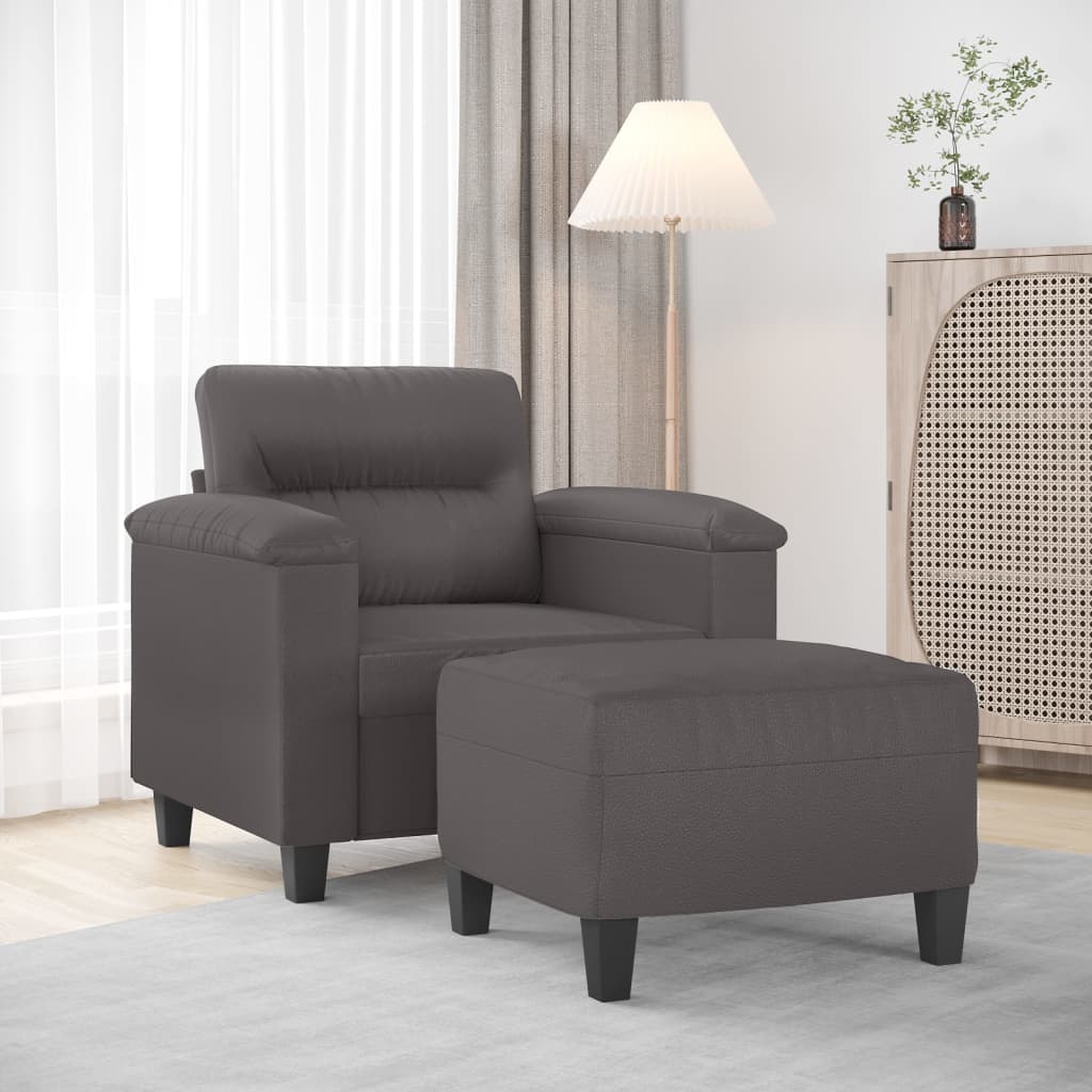 Sofastol Med Fodskammel 60 Cm Kunstlæder