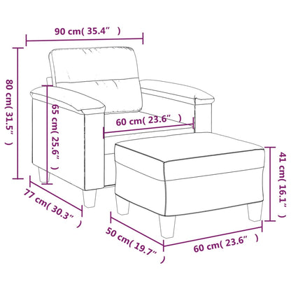 Sofastol Med Fodskammel 60 Cm Kunstlæder