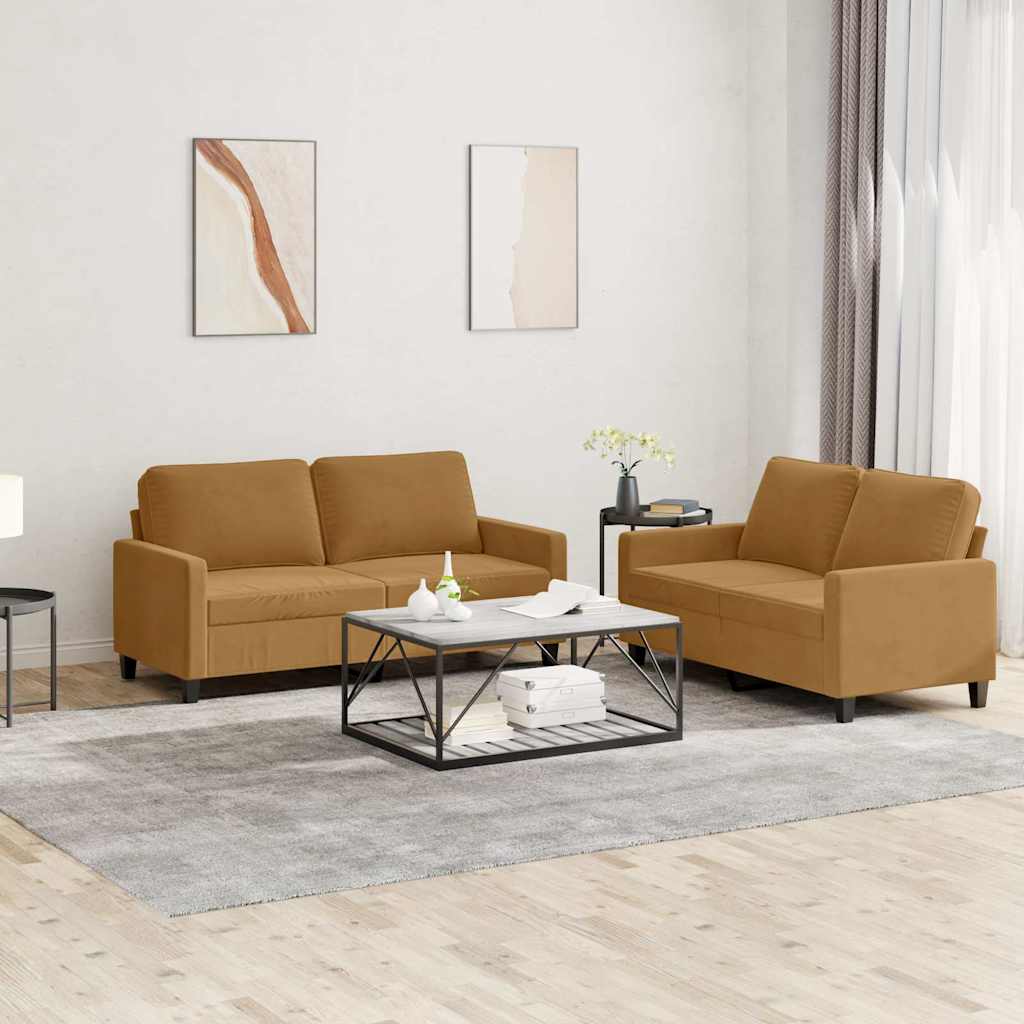 Sofasæt 2 Dele Med Hynder Velour - Hovedbillede