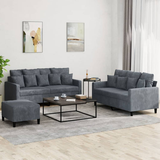 Sofasæt 3 Dele Med Hynder Velour