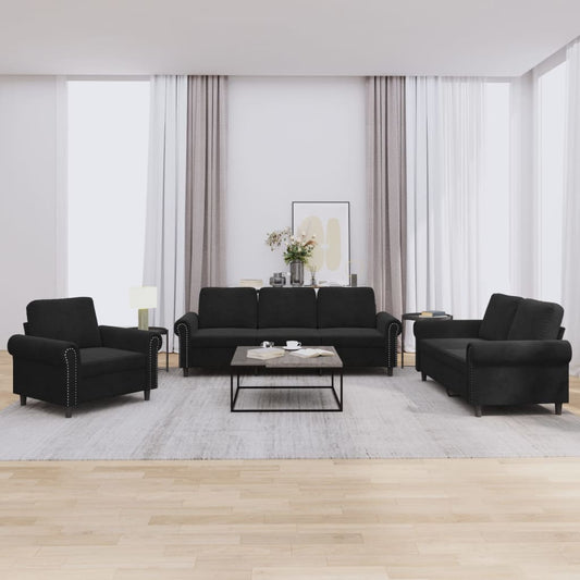 Sofasæt 3 Dele Med Hynder Velour