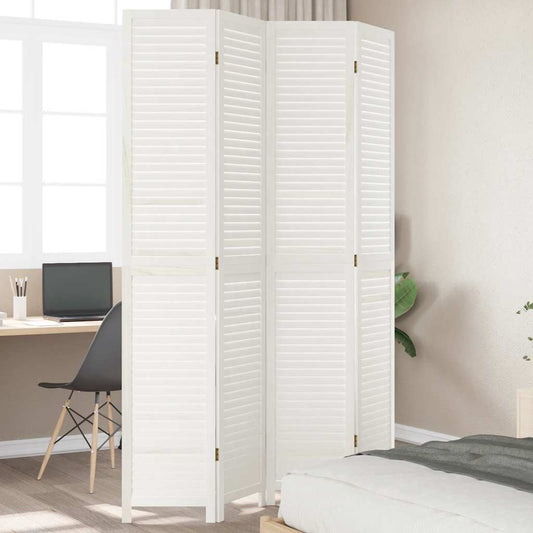 Rumdeler 4 Paneler Massivt Kejsertræ Hvid