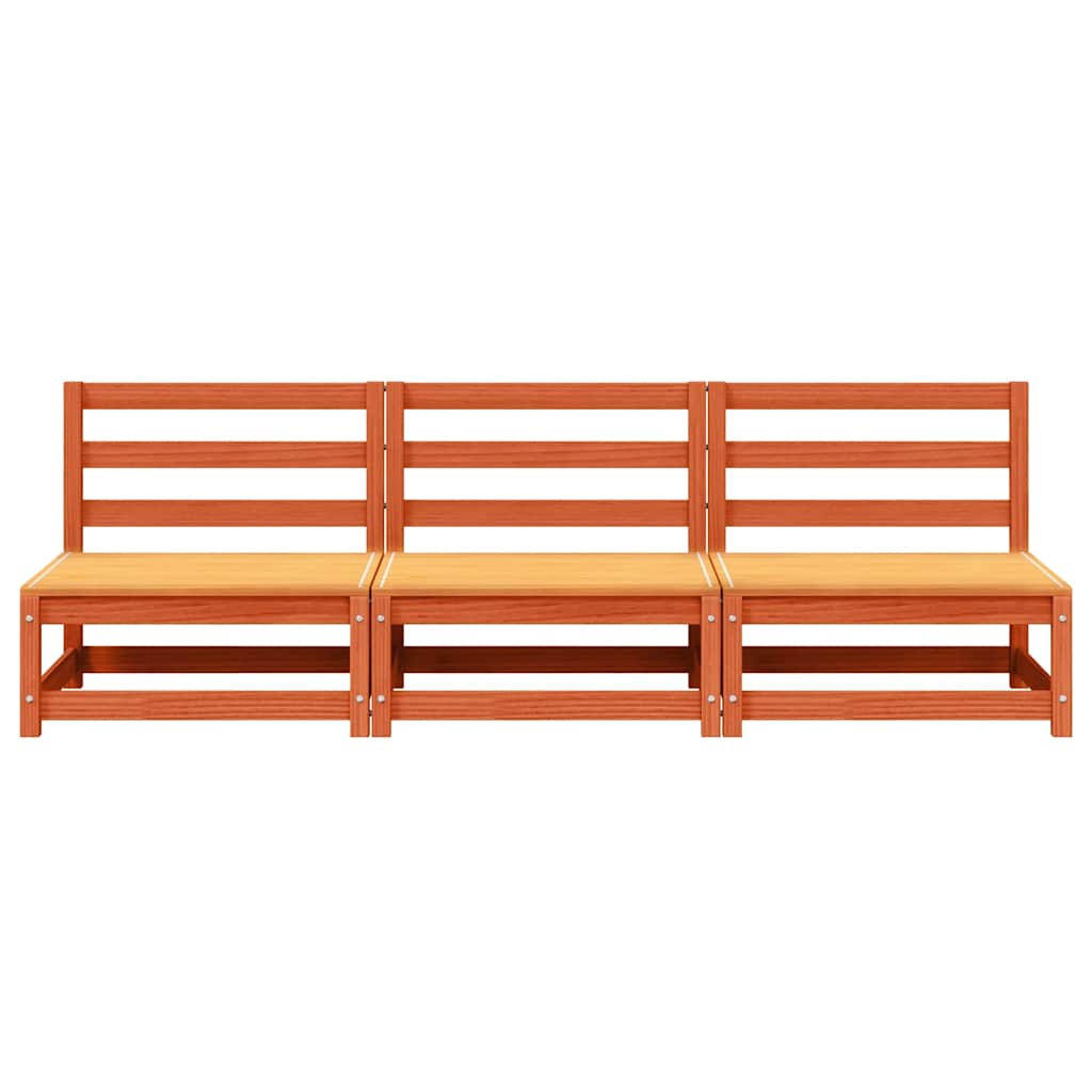 Hjørnemoduler Uden Armlæn 3 Stk 70x70x67 Cm Massivt Træ Brun