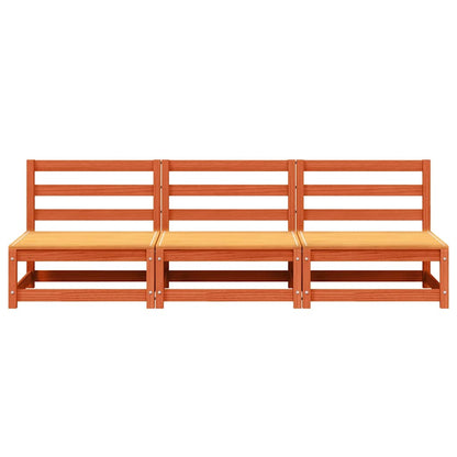 Hjørnemoduler Uden Armlæn 3 Stk 70x70x67 Cm Massivt Træ Brun
