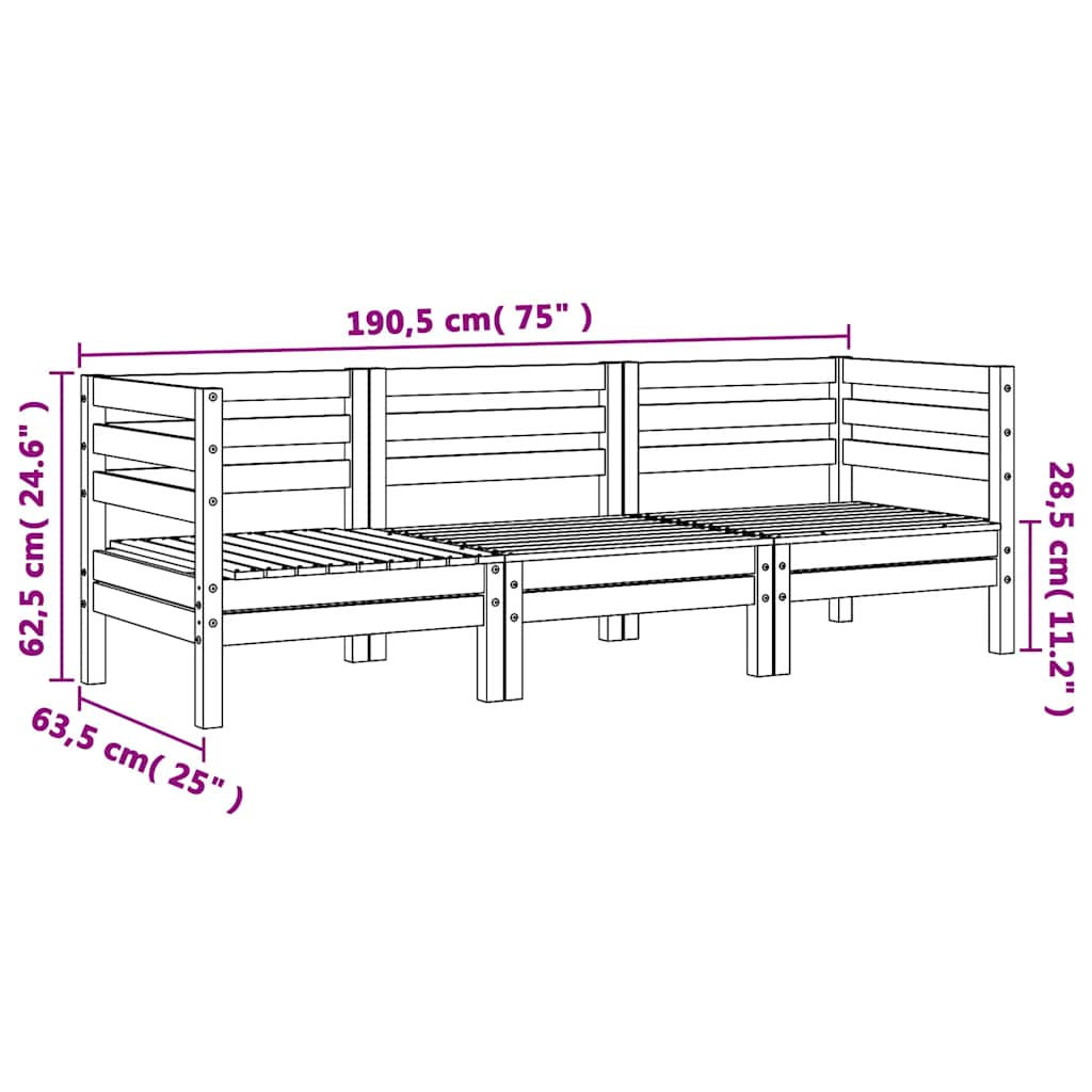 3-Personers Havesofa Massivt Douglasgran