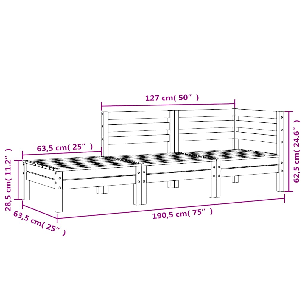 3-Personers Havesofa Massivt Douglasgran
