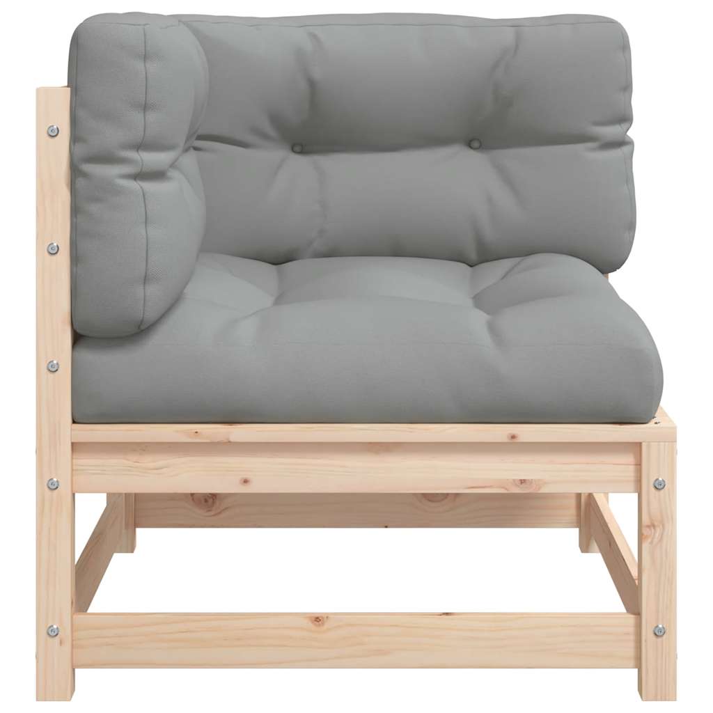 Hjørnemodul Til Havesofa Med Hynder Massivt Træ