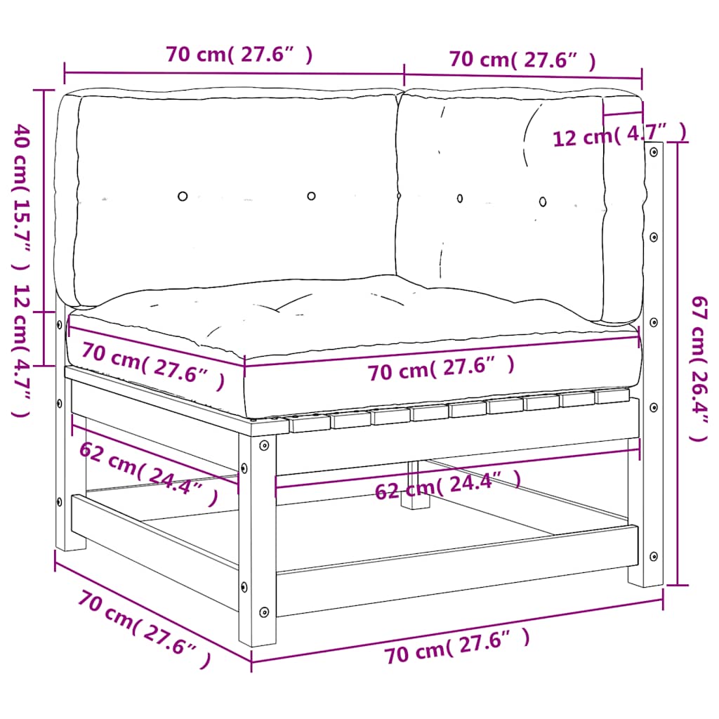 Hjørnemodul Til Havesofa Med Hynder Massivt Træ