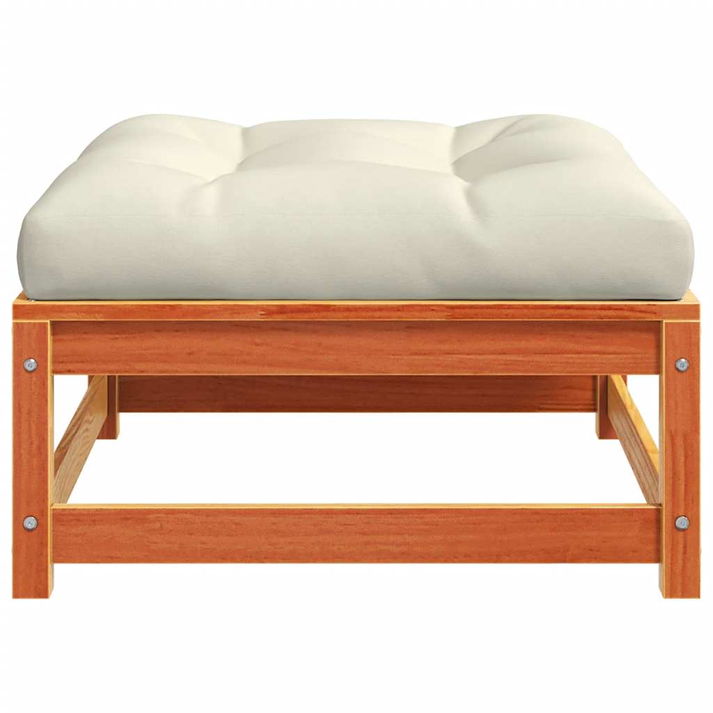 Haveskammel Med Hynde Massivt Fyrretræ Gyldenbrun - Billede 6