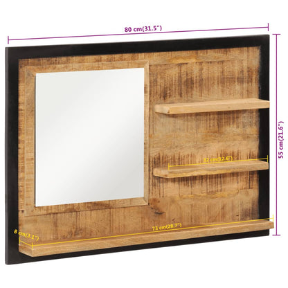 Spejl Med Hylder 80x8x55 Cm Glas Og Massivt Mangotræ - Billede 7