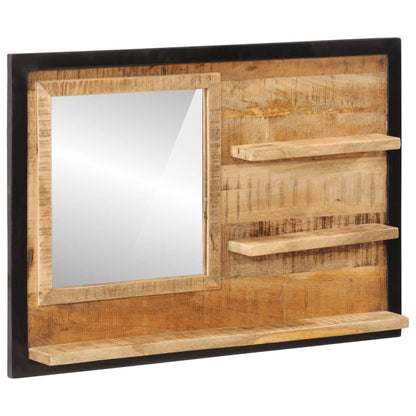 Spejl Med Hylder 80x8x55 Cm Glas Og Massivt Mangotræ - Billede 8