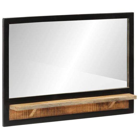 Spejl Med Hylde 80X8X55 Cm Glas Og Massivt Mangotræ