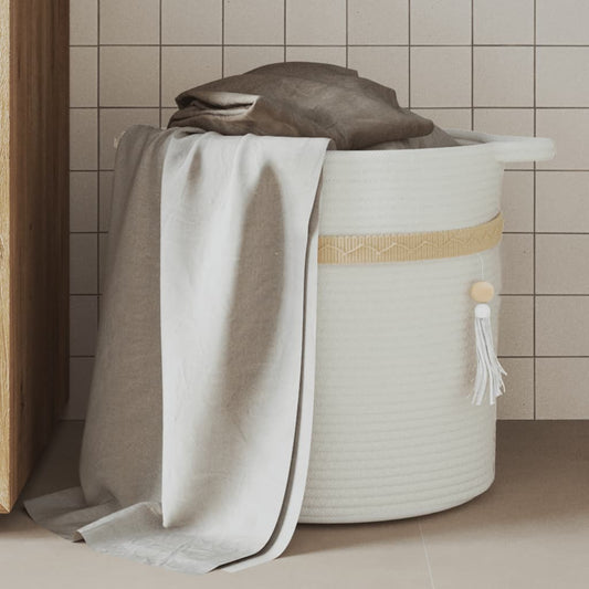 Opbevaringskurv Ø38X36 Cm Bomuld Hvid