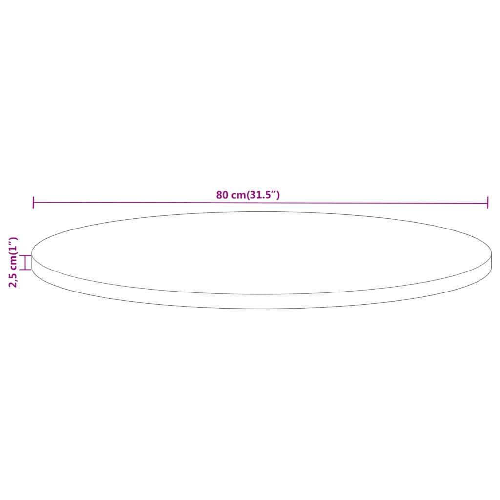 Bordplade Ø80x2,5 Cm Rund Massivt Mangotræ - Billede 8