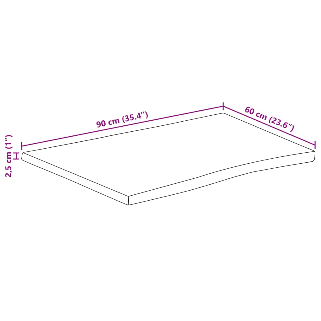 Bordplade 90x60x2,5 Cm Rektangulær Massivt Akacietræ - Billede 9
