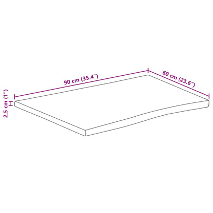 Bordplade 90x60x2,5 Cm Rektangulær Massivt Akacietræ - Billede 9