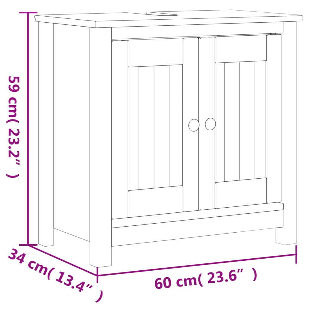 Underskab Berg 60x34x59 Cm Massivt Fyrretræ - Billede 8