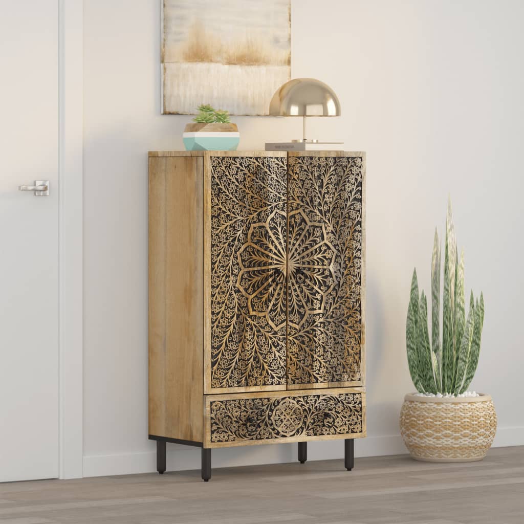 Skab 60x33x100 Cm Massivt Mangotræ - Billede 3