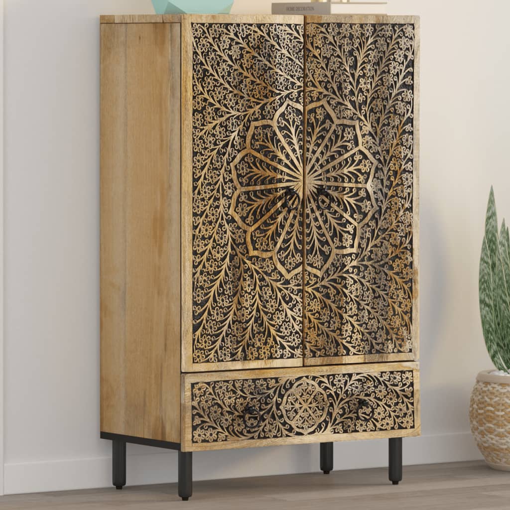 Skab 60x33x100 Cm Massivt Mangotræ - Hovedbillede