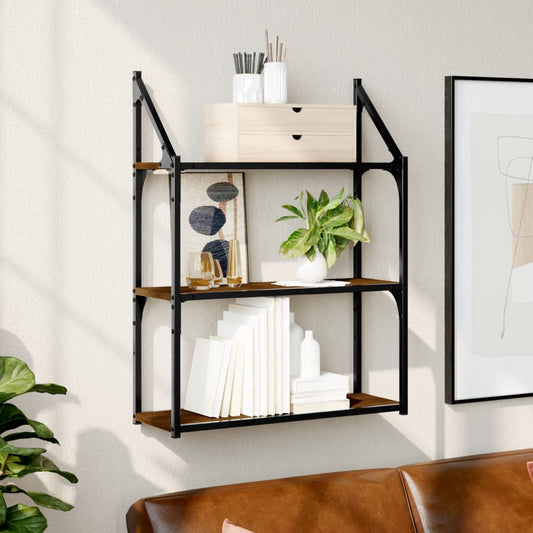 Vægreol Med 3 Hylder 60X21X78,5 Cm Konstrueret Træ