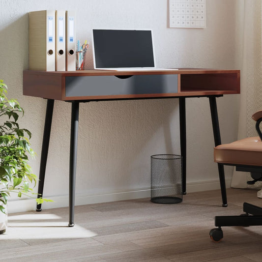 Skrivebord Med Skuffe 110X50X75 Cm Konstrueret Træ Brun Mørkebrun