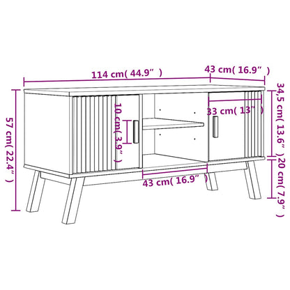 Tv-bord Olden 114x43x57 Cm Massivt Fyrretræ - Billede 11