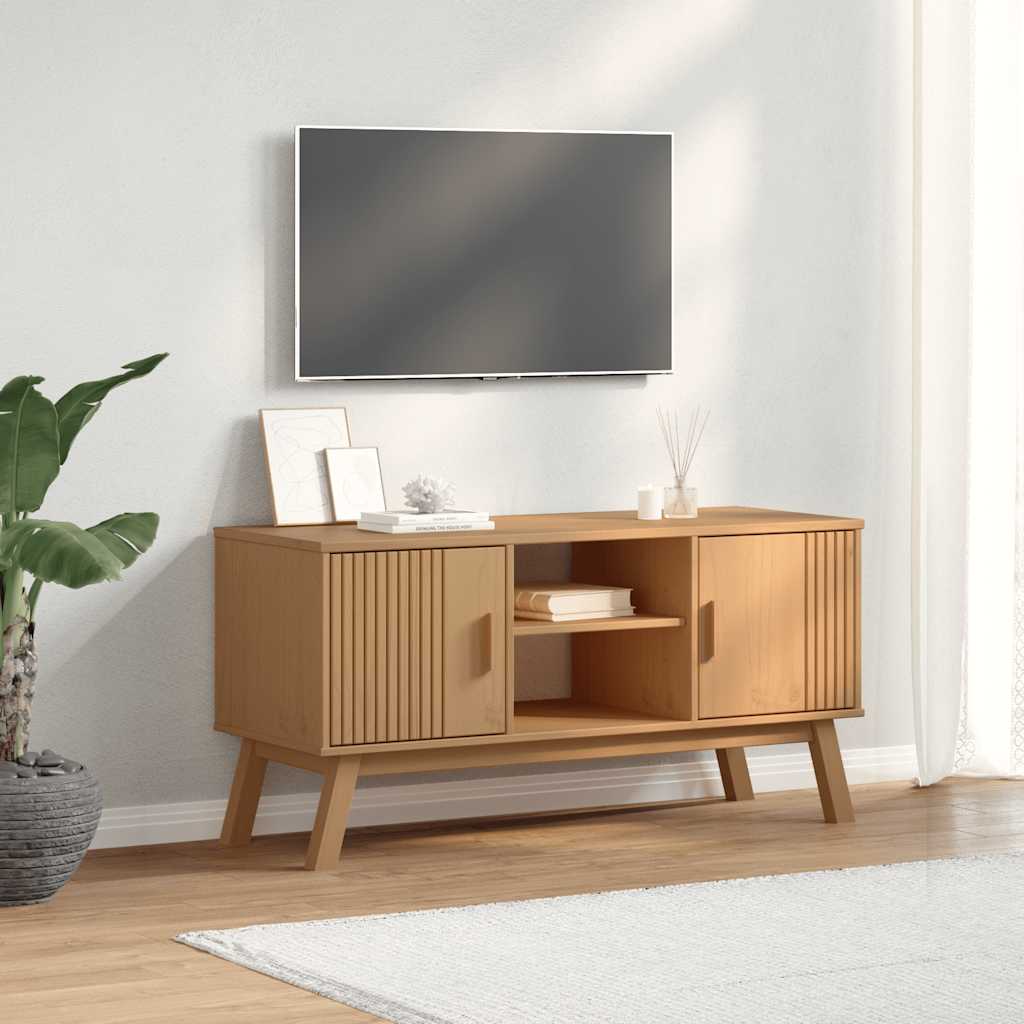 Tv-bord Olden 114x43x57 Cm Massivt Fyrretræ - Hovedbillede
