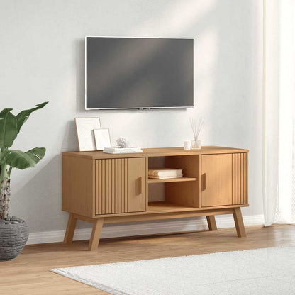 Tv-bord Olden 114x43x57 Cm Massivt Fyrretræ - Hovedbillede